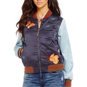 Embroidered Butterfly Bomber Jacket